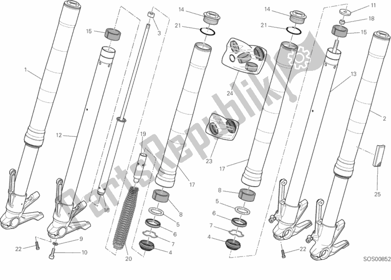 All parts for the Front Fork of the Ducati Monster 797 Thailand 2017